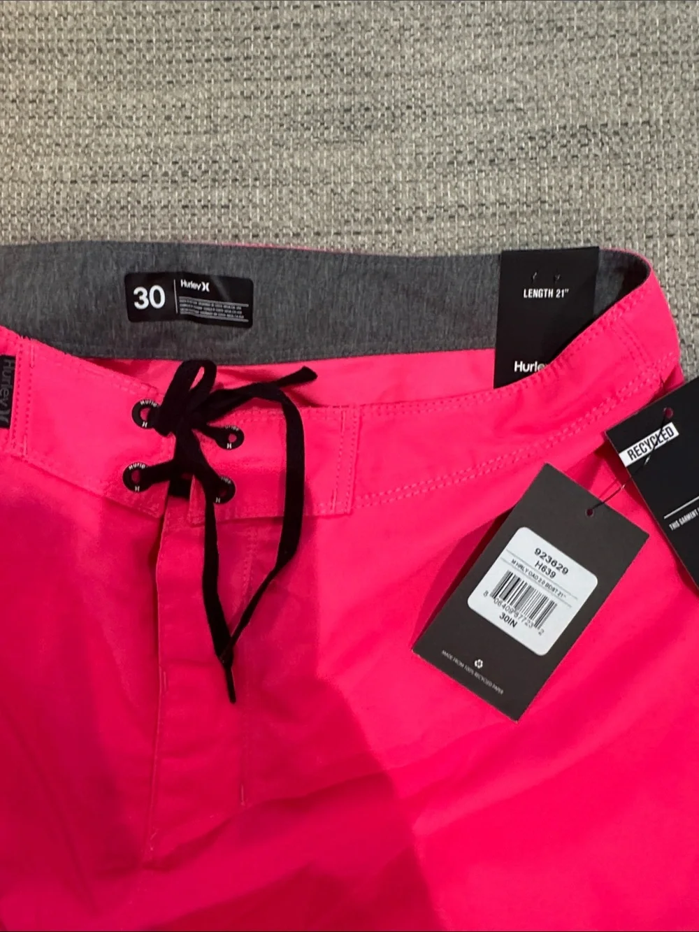 Hurley Men’s Neon Pink Boardshorts with Black Drawstring